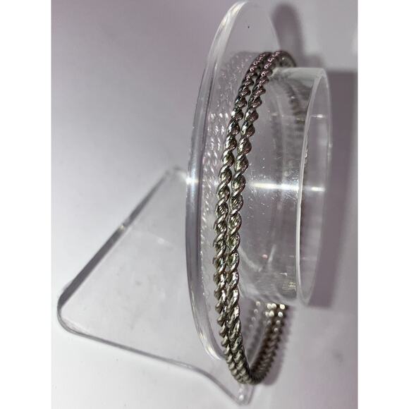 NWOT! Two Twisting Silver-Tone 2 7/8" Bangle Bracelets! - Picture 4 of 8